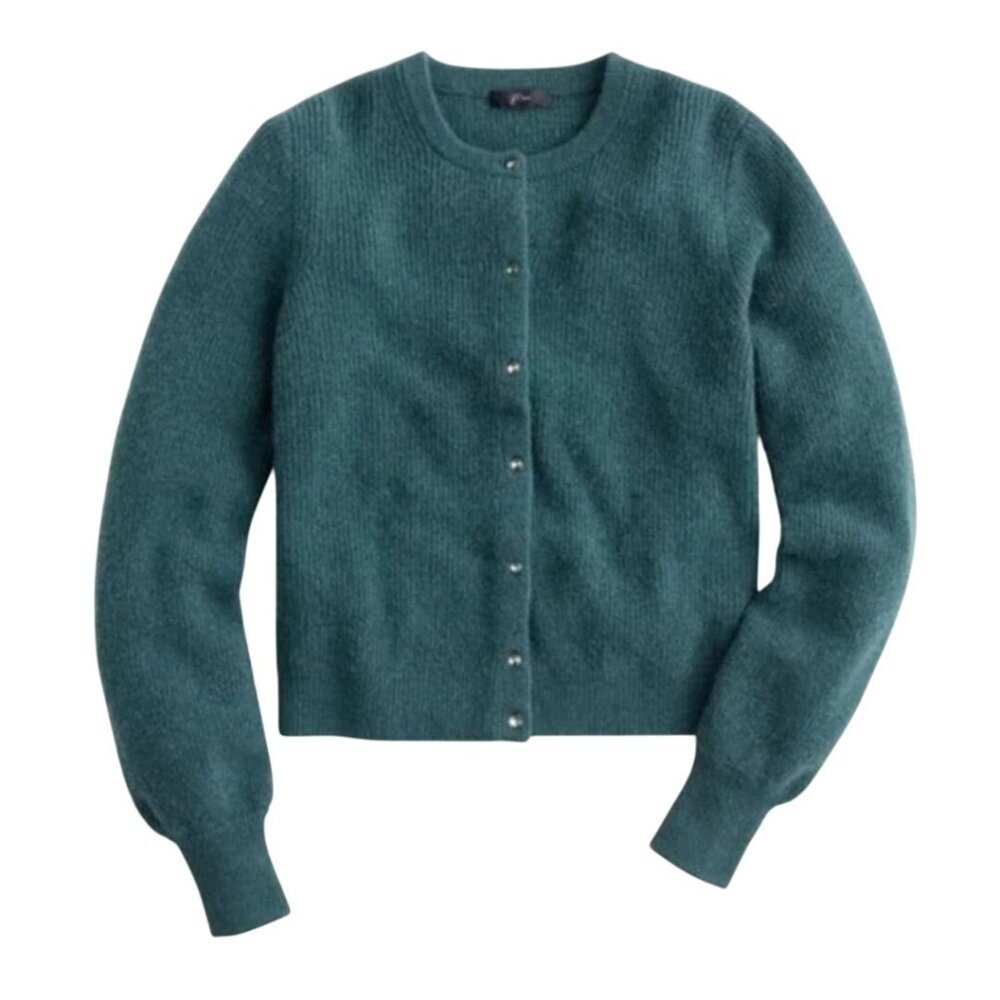 J.Crew Ribbed Knit Jewel Button Merino Wool Alpaca Cardigan Sweater Size XXS